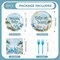 96 Pcs Surf Baby Shower Decorations Baby On Board Shower Plates and Napkins Disposable Surfboard Tableware Set(Blue)